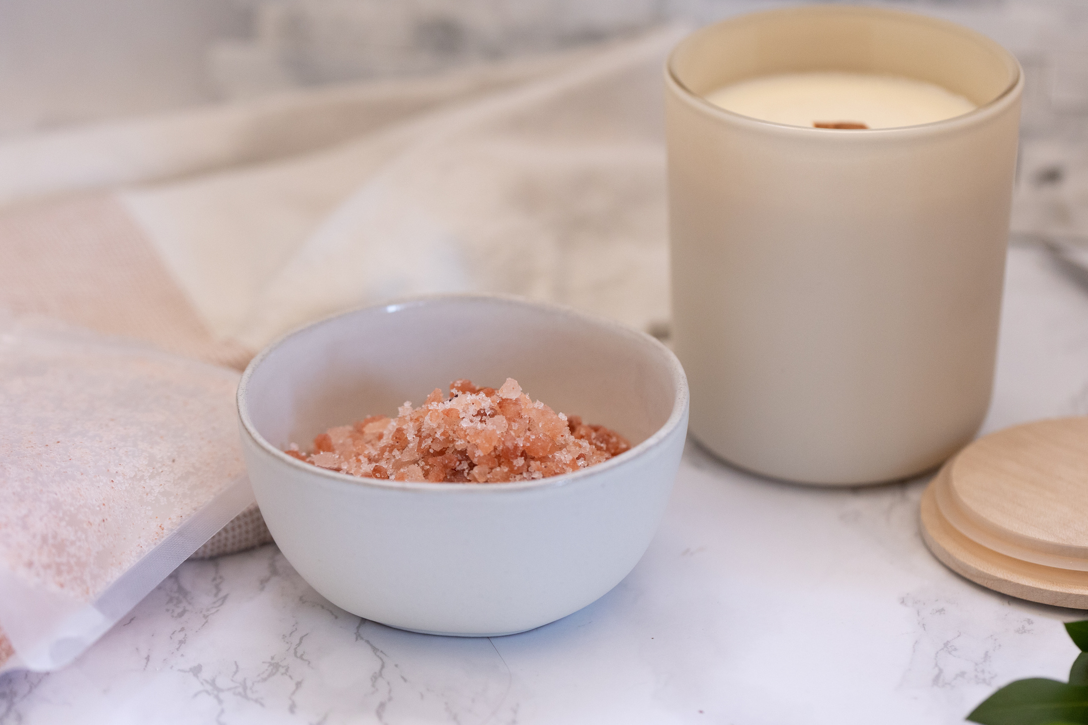 Soy Candle and Pink Himalayan Salt Scrub 